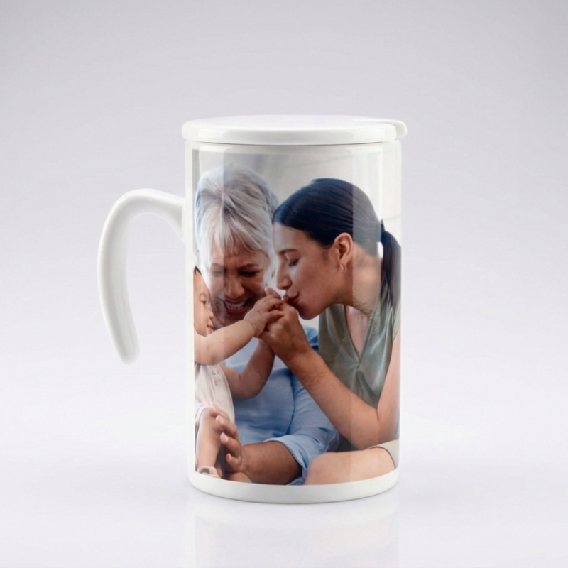 Tasse blanc avec couvercle 320ml