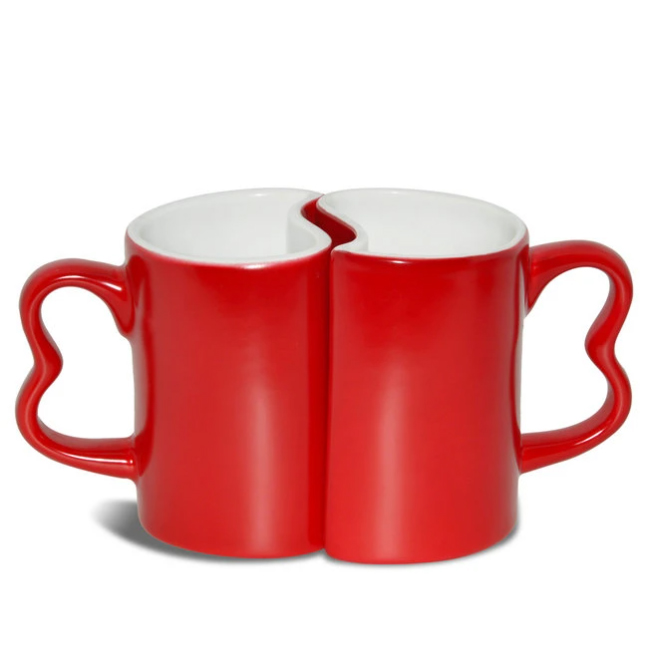 2 Tasses magiques rouges pour couple